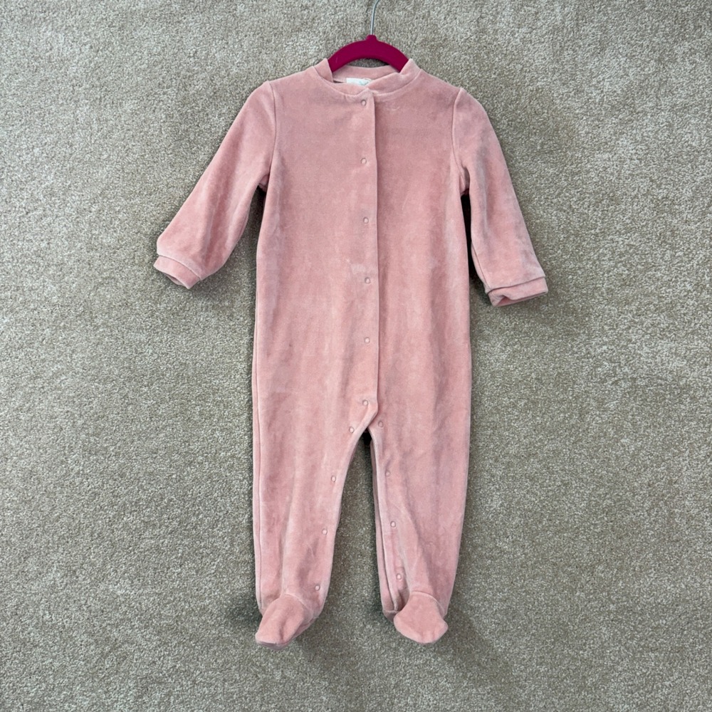 NWT MARIE CHANTAL Footie Sleepsuit 12M Pink Velour Gold Angel Wing Luxury